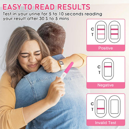 5 Count Early Detection Pregnancy Tests - Rose Red, Individually Packed, At-Home HCG Kit