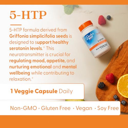 Doctor's Best 5-HTP - Supports Mental & Emotional Well-Being - Non-GMO, Gluten Free, Soy Free, Vegan - 180 Veggie Caps