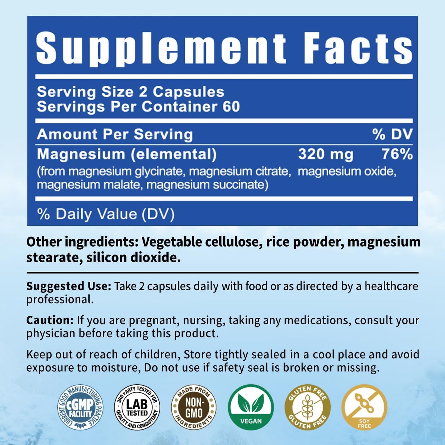 5-in-1 Magnesium Complex – 320mg Magnesium | Sleep & Energy Support | Vegan | 120 Capsules
