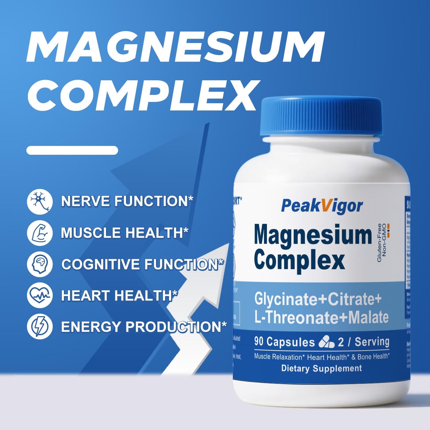 5 in 1 Magnesium Complex 976mg | Glycinate, Citrate, Malate & L-Threonate + Vitamin B6 | Gluten-Free Vegan Capsules