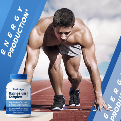 5 in 1 Magnesium Complex 976mg | Glycinate, Citrate, Malate & L-Threonate + Vitamin B6 | Gluten-Free Vegan Capsules