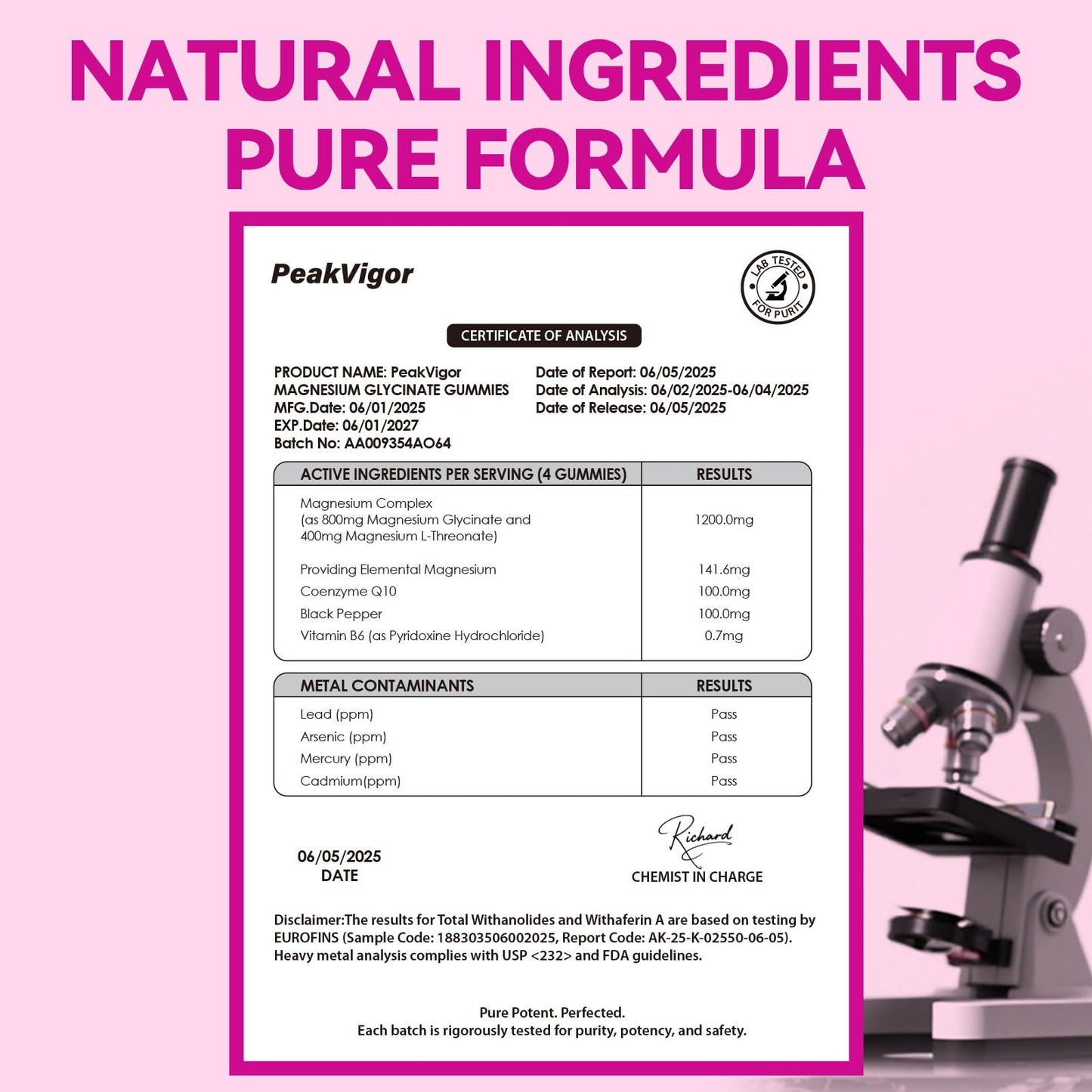 5-in-1 Magnesium Glycinate Gummies - 1400mg Complex, 120 Gummies | Organic, Non-GMO, Third-Party Tested