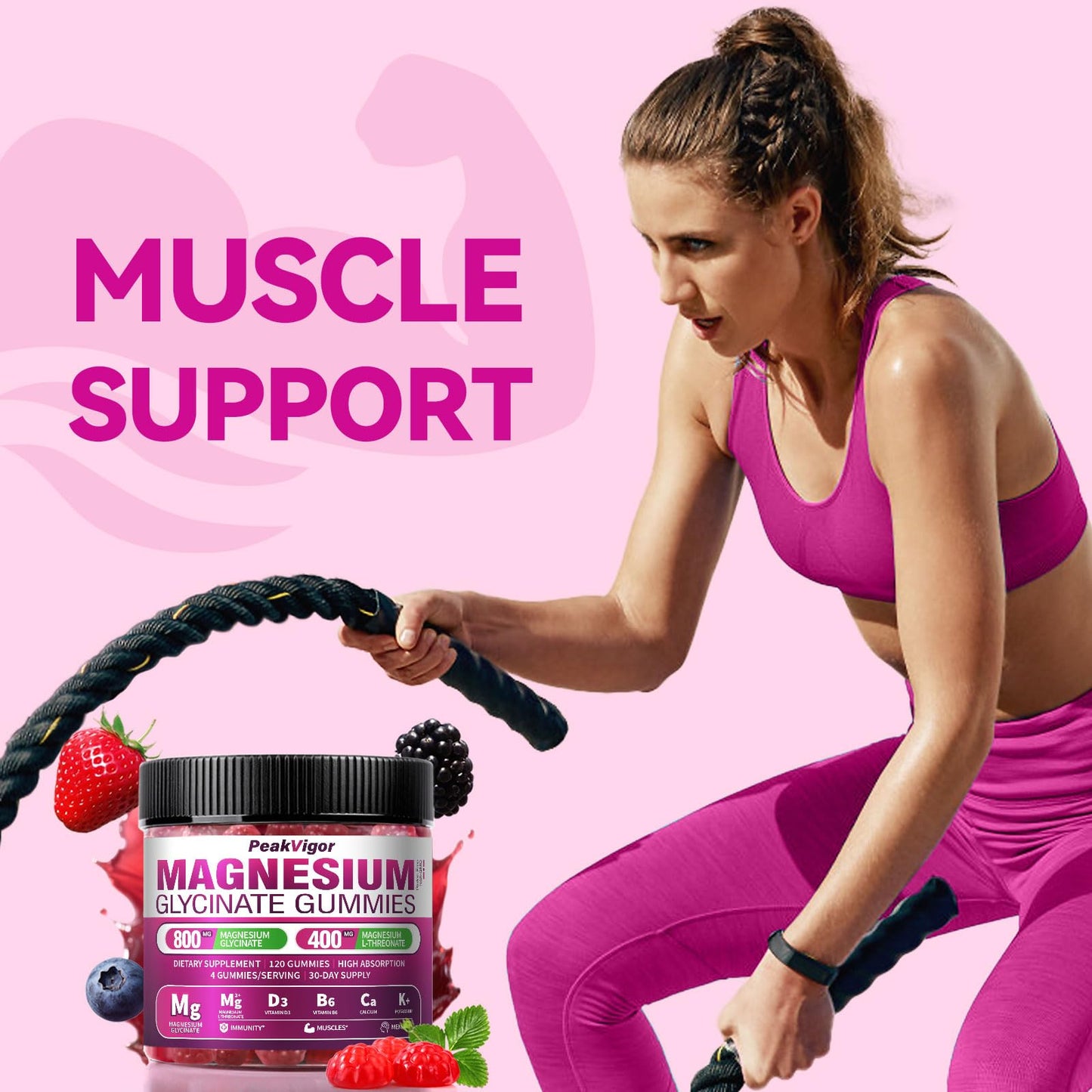 5-in-1 Magnesium Glycinate Gummies - 1400mg Complex, 120 Gummies | Organic, Non-GMO, Third-Party Tested