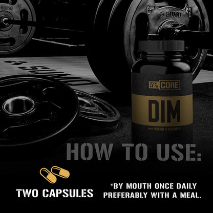 5% Nutrition Core DIM Supplement – Estrogen Support for Men & Women | DIM with Calcium D-Glucarate, Organic Broccoli & Bioperine