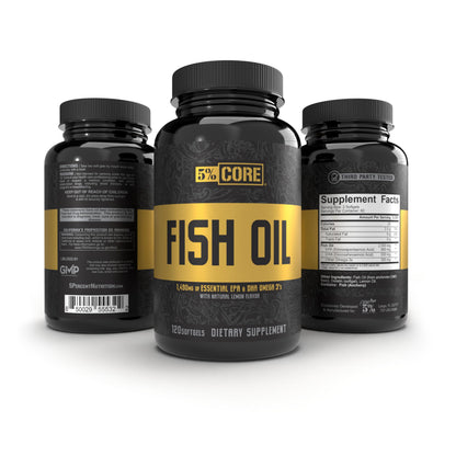 5% Nutrition Core Fish Oil Supplement – 2,500 mg EPA & DHA | Burpless, 60 Servings (120 Softgels)