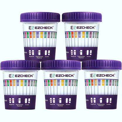5 Test Cups 14-Panel EZCHECK Urine Test Cup – At-Home Drug Test, 14 Substances, 5-Min Results