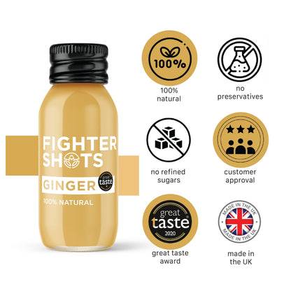 Ginger -  27g organic cold pressed ginger in every bottle, 12 x 60ml