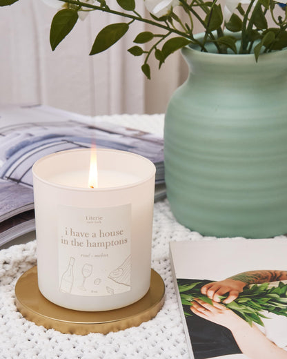 Literie NYC-Inspired Scented Candle: Hamptons Rosé & Melon, 9oz, 50h Burn