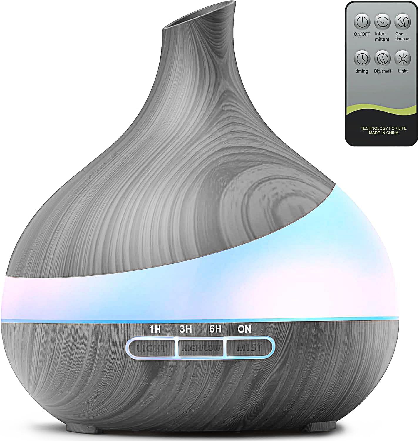 500ML Essential Oil Diffuser with Remote — 14-Color LED Night Light for Home Spa & Yoga