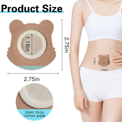 50 Pcs Disposable Castor Oil Patches - Self-Adhesive, Spunlace Breathable, Bear Shape (Skin Color)
