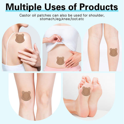50 Pcs Disposable Castor Oil Patches - Self-Adhesive, Spunlace Breathable, Bear Shape (Skin Color)