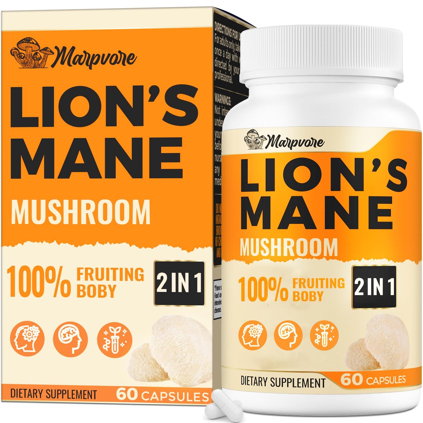 50X Strength Lions Mane 1400mg | Memory & Focus Brain Supplement - 60 Capsules