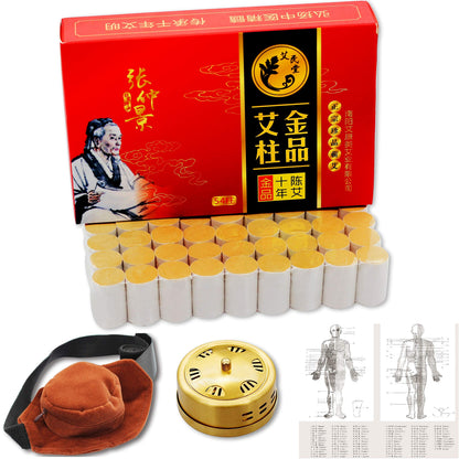 10-Years Purity 60:1 Moxibustion Rolls Set — 54 Rolls + Copper Burner Box