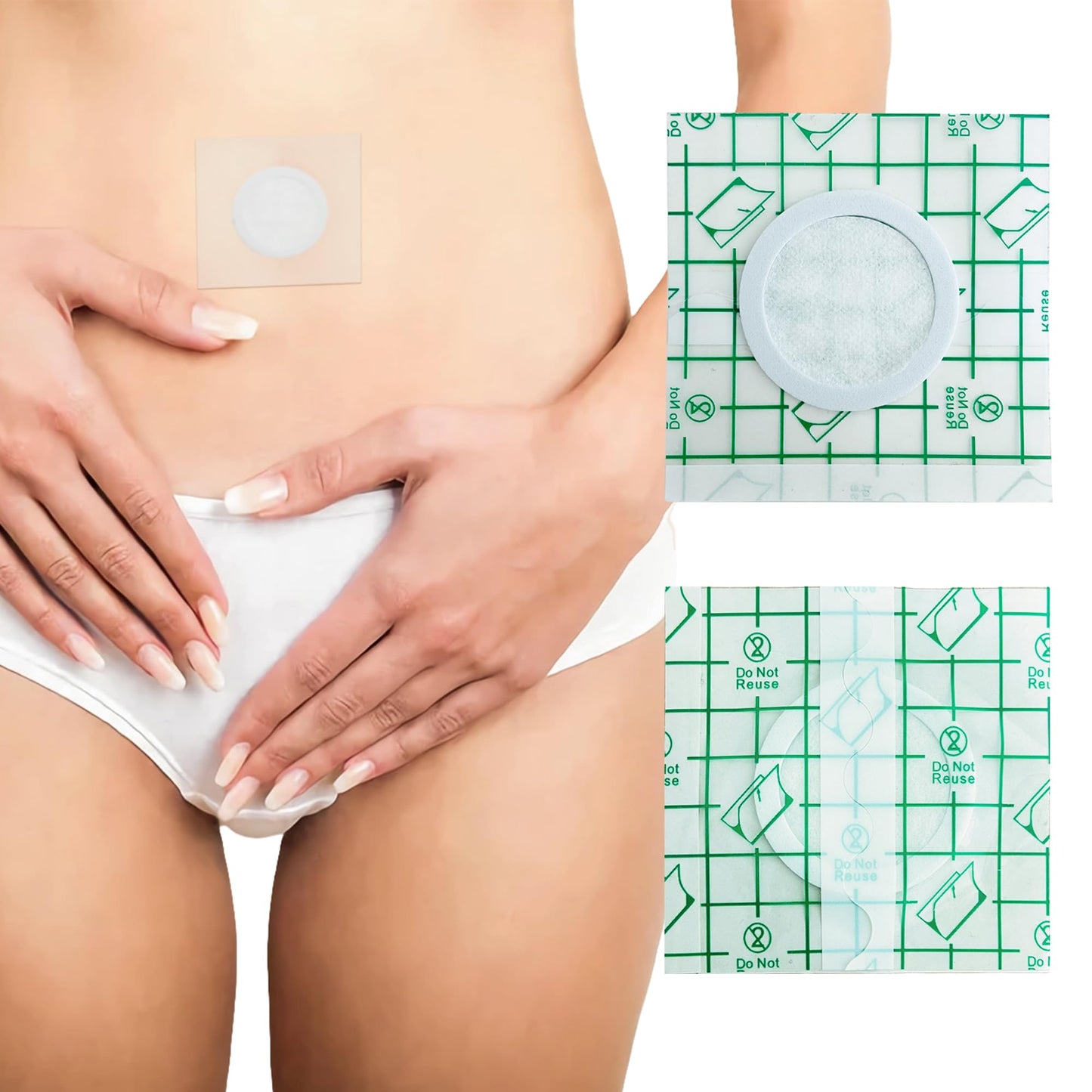 54pcs Castor Oil Pack Wrap for Belly Button – Self-Adhesive, No-Wash, Transparent PU Film, Organic Cotton Patches
