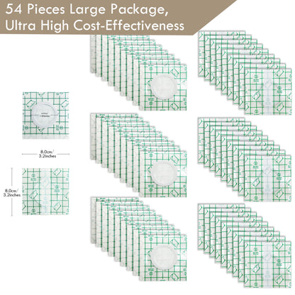 54pcs Castor Oil Pack Wrap for Belly Button – Self-Adhesive, No-Wash, Transparent PU Film, Organic Cotton Patches