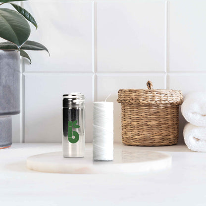 Vegan Dental Floss | Refillable Stainless Steel Dispenser | Zero Waste Mint 55 Yards | Bambaw