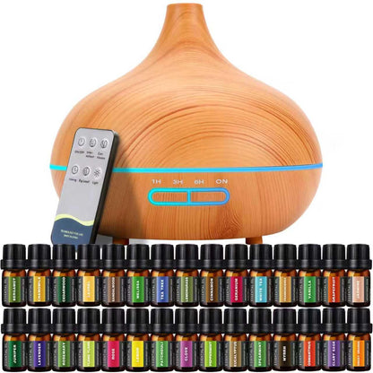 550 ml Aroma Diffuser with Essential Oils Set – Ultrasonic Diffuser with Remote, Auto Shut-Off for Office & Home
