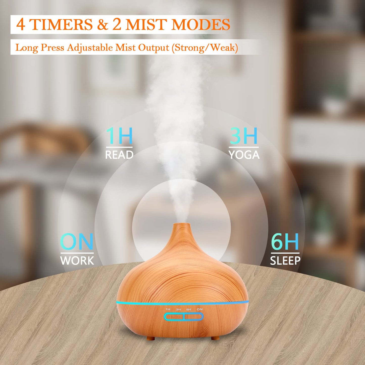 550 ml Aroma Diffuser with Essential Oils Set – Ultrasonic Diffuser with Remote, Auto Shut-Off for Office & Home