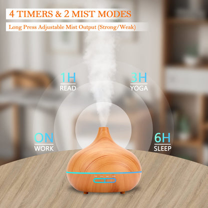 550 ml Aroma Diffuser with Essential Oils Set – Ultrasonic Diffuser with Remote, Auto Shut-Off for Office & Home