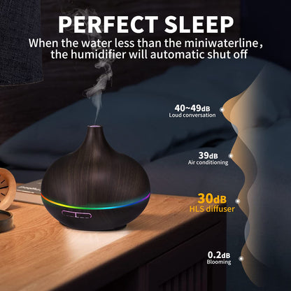 550ML Black Aroma Diffuser with Ambient Light and Four Timers – Large Office Humidifier & Aromatherapy