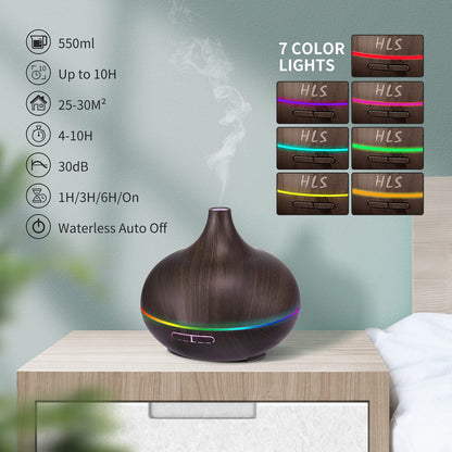 550ML Black Aroma Diffuser with Ambient Light and Four Timers – Large Office Humidifier & Aromatherapy
