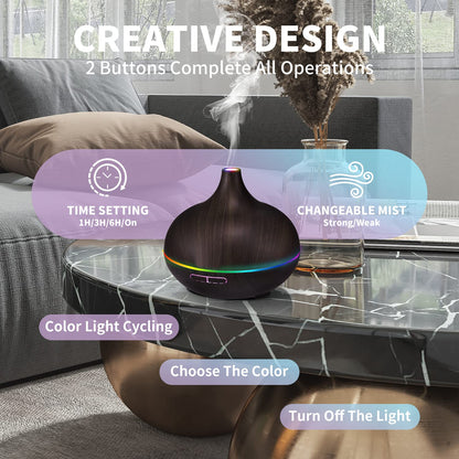 550ML Black Aroma Diffuser with Ambient Light and Four Timers – Large Office Humidifier & Aromatherapy