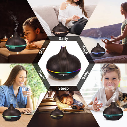 550ML Black Aroma Diffuser with Ambient Light and Four Timers – Large Office Humidifier & Aromatherapy