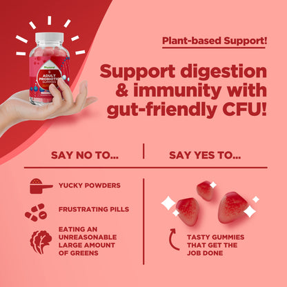 Healthy Gut Probiotic Gummies for Adults – 5 Billion CFU | Organic Probiotics for Digestive Health & Immune Support