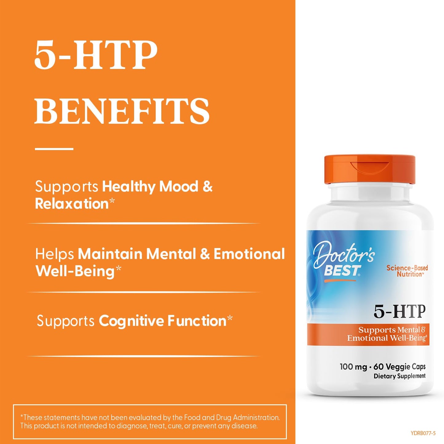 Doctors Best 5-HTP – Supports Mental & Emotional Well-Being | Non-GMO, Gluten Free, Soy Free, Vegan | 60 Veggie Caps