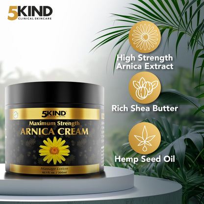 5kind Extra Strong Arnica Cream for Bruising & Swelling - 10.1 fl oz | Natural Formula