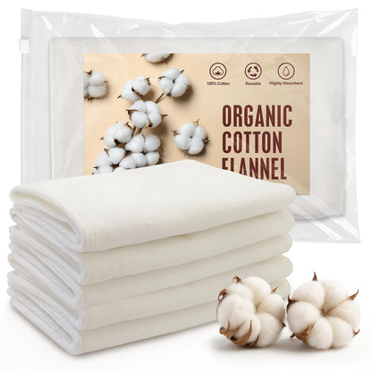5Pcs Organic Cotton Flannel Castor Oil Pack Wraps - Reusable & Highly Absorbent