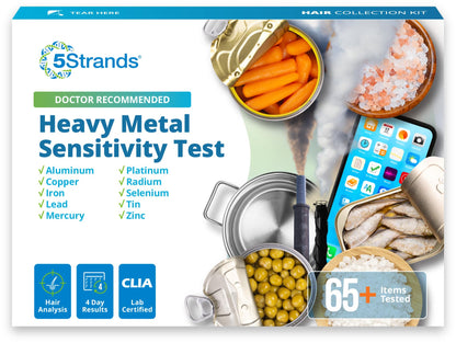 5Strands Heavy Metal Sensitivity Test – At-Home Hair Test for Adults & Kids, 67 Metals, Results in 4 Days