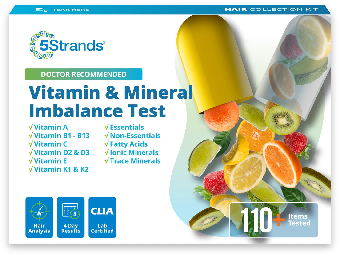 5Strands Nutrition Test – 112 Vitamins & Minerals | At-Home Hair Analysis | 4-Day Results