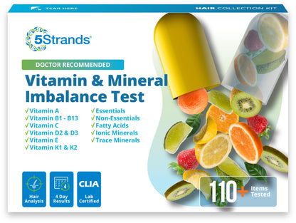 5Strands Nutrition Test – 112 Vitamins & Minerals | At-Home Hair Analysis | 4-Day Results