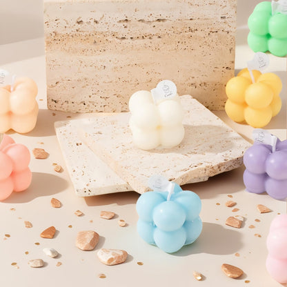 6-in-1 Mini Soy Wax Candles Gift Set – Eco-Friendly Aromatherapy (Lavender, Peach & Sea Salt) – Bubble Shaped Candles