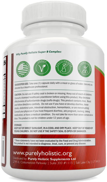 Vitamin B Complex - 8 B Vitamins with Choline & Inositol | 180 Vegan Capsules | 6 Month Supply | Made in USA