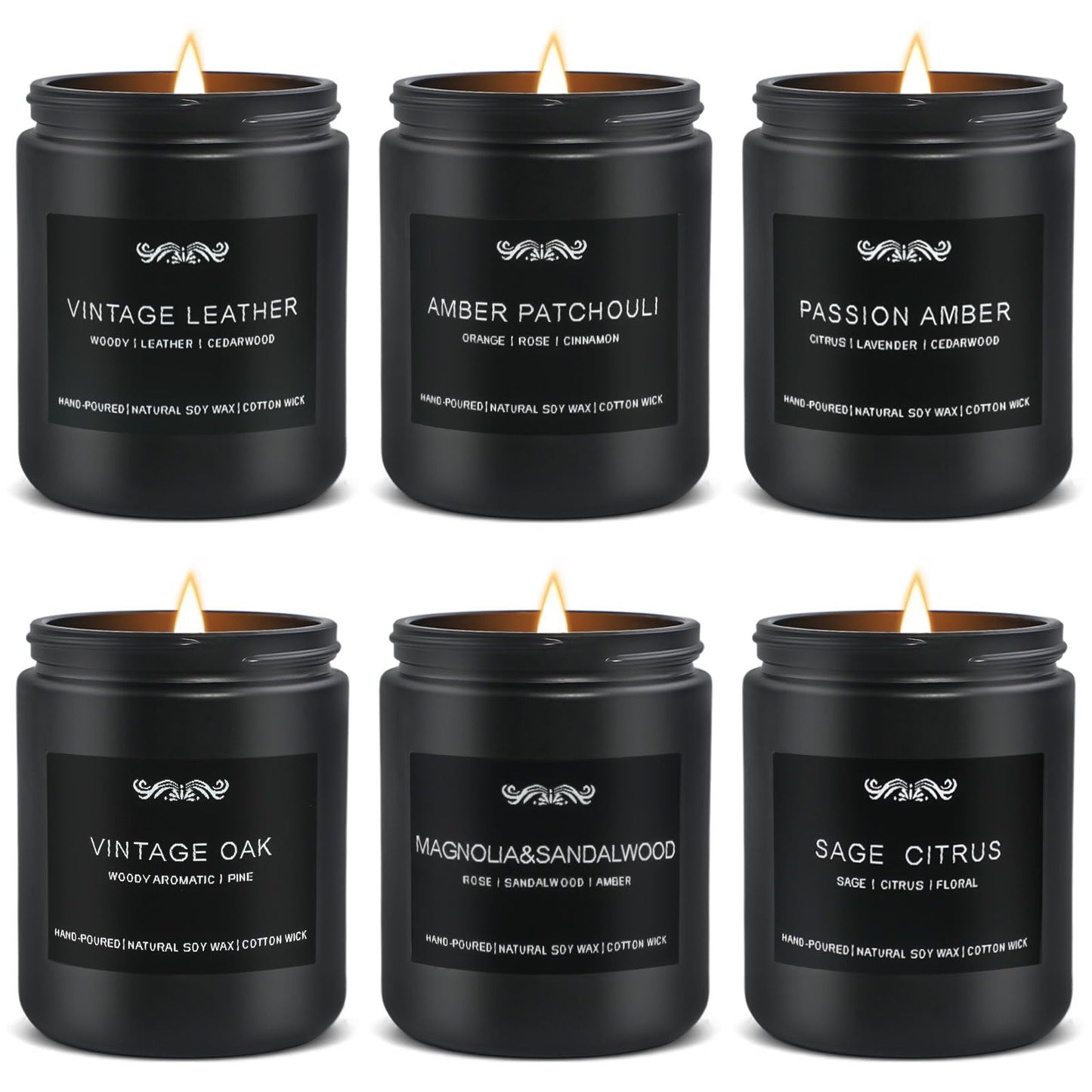 6 Pack Candles for Home – Aromatherapy Gift Set for Men (42 oz, 300 Hours)