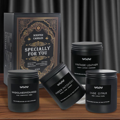 6 Pack Candles for Home – Aromatherapy Gift Set for Men (42 oz, 300 Hours)