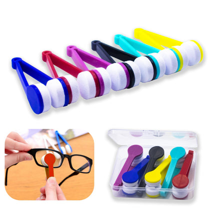 6-Pack Mini Microfiber Eyeglass Cleaner Tool – Multi-Color, Tweezer Design, Portable