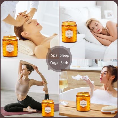 6 Pack Natural Soy Wax Jar Candles – 33 oz Each, 240 Hours Total, Aromatherapy Gift Set for Women (Amber)