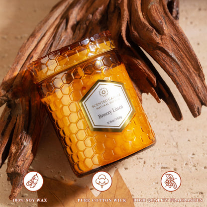 6 Pack Natural Soy Wax Jar Candles – 33 oz Each, 240 Hours Total, Aromatherapy Gift Set for Women (Amber)