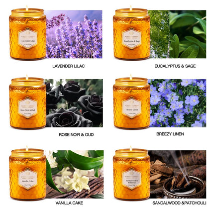 6 Pack Natural Soy Wax Jar Candles – 33 oz Each, 240 Hours Total, Aromatherapy Gift Set for Women (Amber)