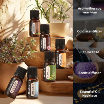 6-Piece Essential Oils Set – Lavender, Rose, Vanilla, Sandalwood, Freesia & Deep Ocean | 100% Pure