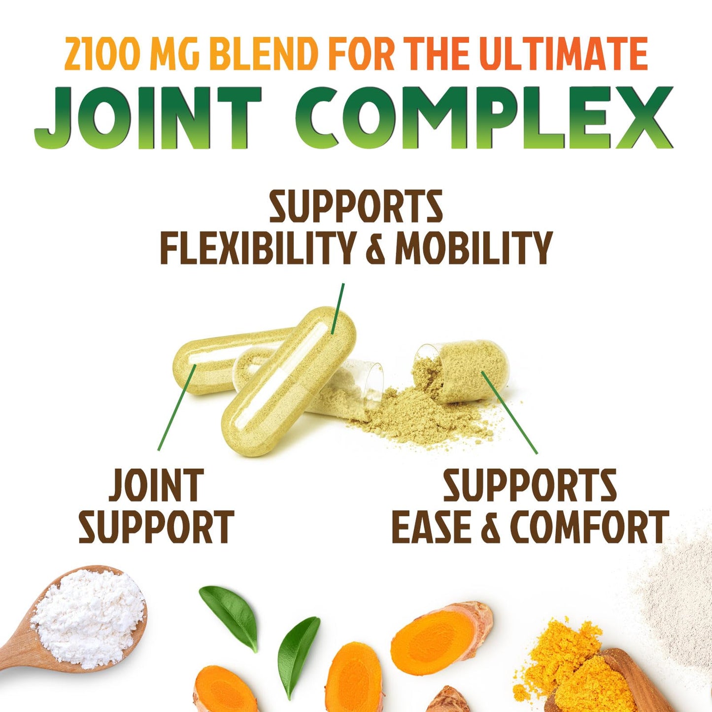 Glucosamine Chondroitin MSM 2100mg – 3x Strength Joint Support with Turmeric & Boswellia