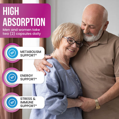 Vitamin B Complex + Vitamin C - Immune, Energy & Metabolism Support | 60 Caps | Vegan