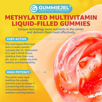 Kids Multivitamin Gummies with Iron – Sugar Free, Probiotics & Omega-3 (60 Count)