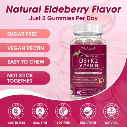 Vitamin D3 10000 IU + K2 MK-7 Vegan Gummies for Immune & Bone Support