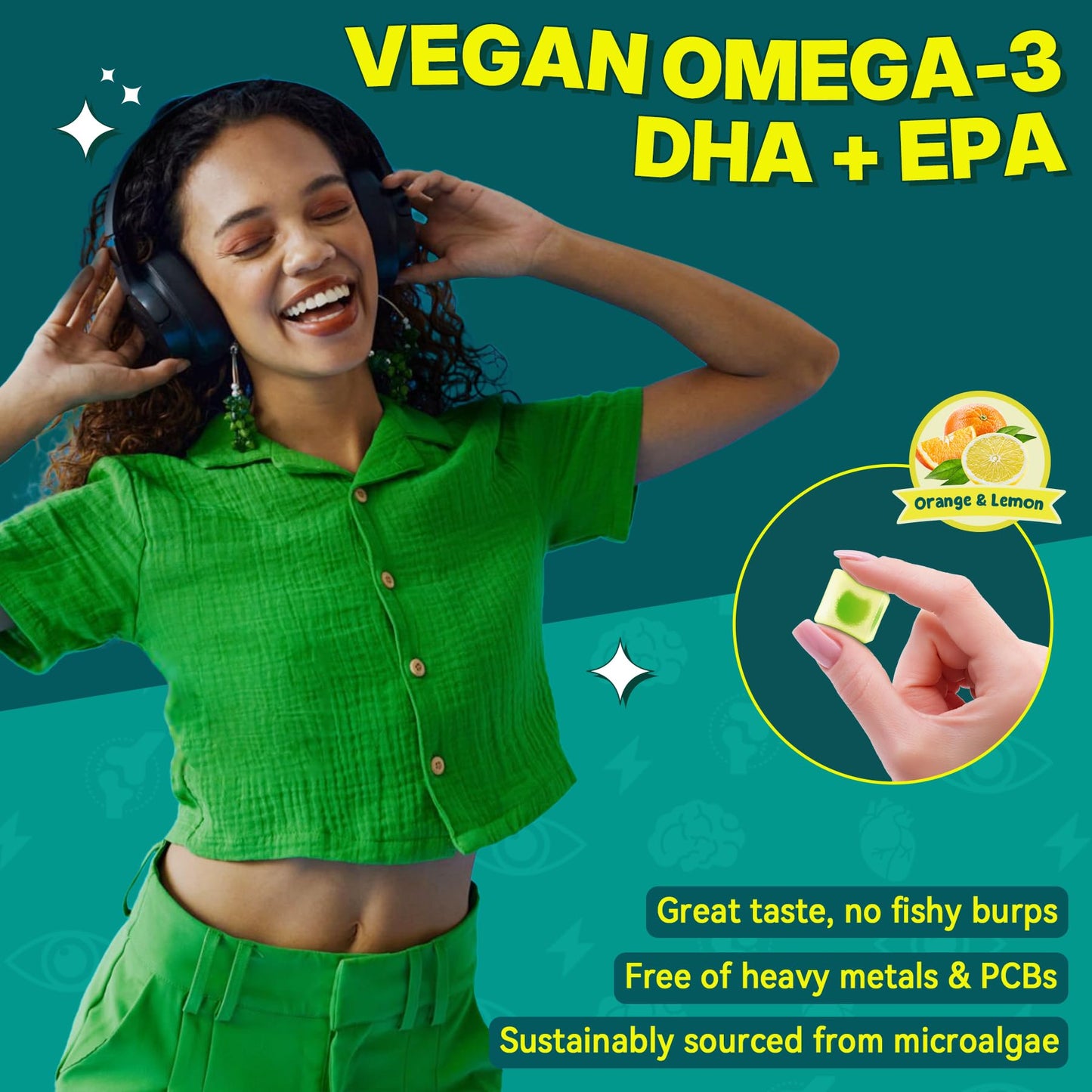Algae Omega-3 Gummies 1000mg | Vegan DHA 460mg EPA 230mg | 60 Count