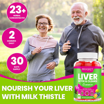 Liver Cleanse Detox Gummies – 2000mg Milk Thistle, 60 Gummies, 23-in-1