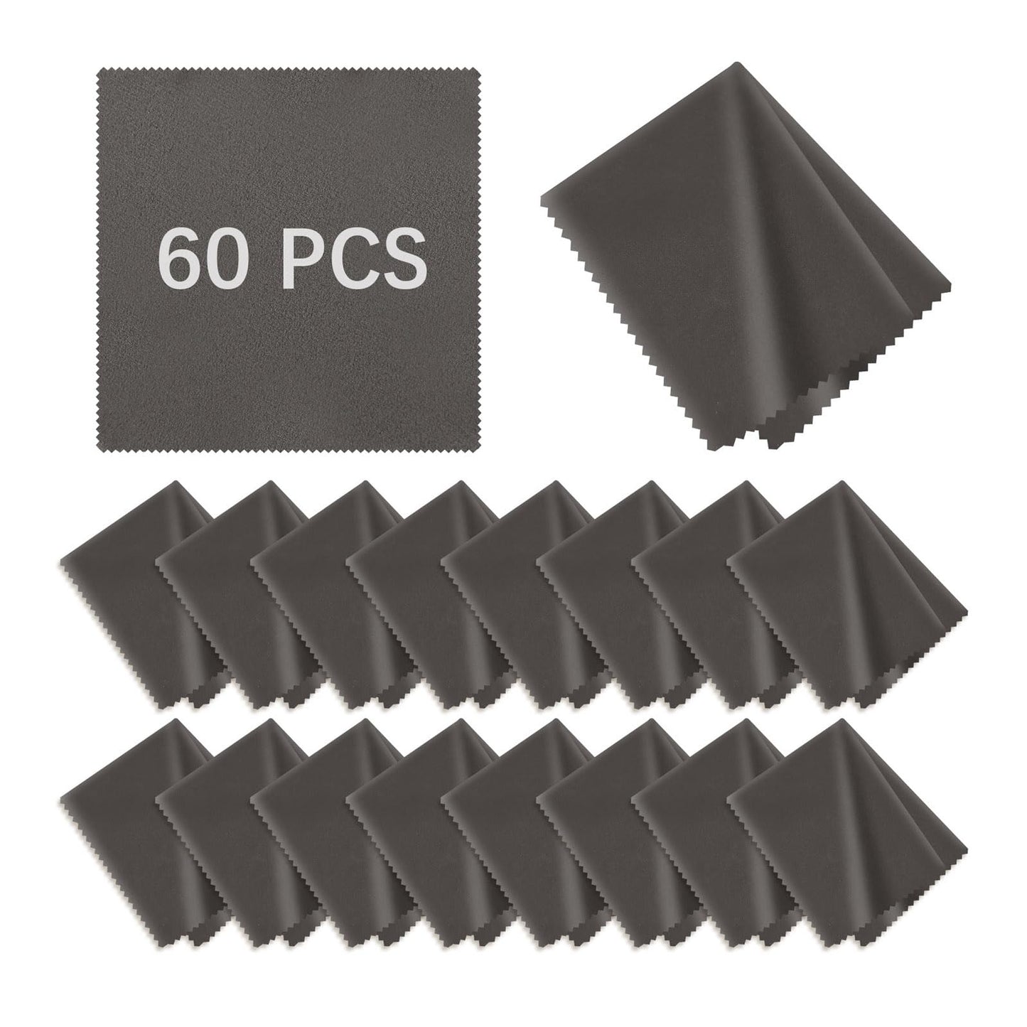 60 Pack Microfiber Cleaning Cloths for Glasses (5.5x5.5 in) – Bulk Eyewear & Electronics Cleaning Cloths